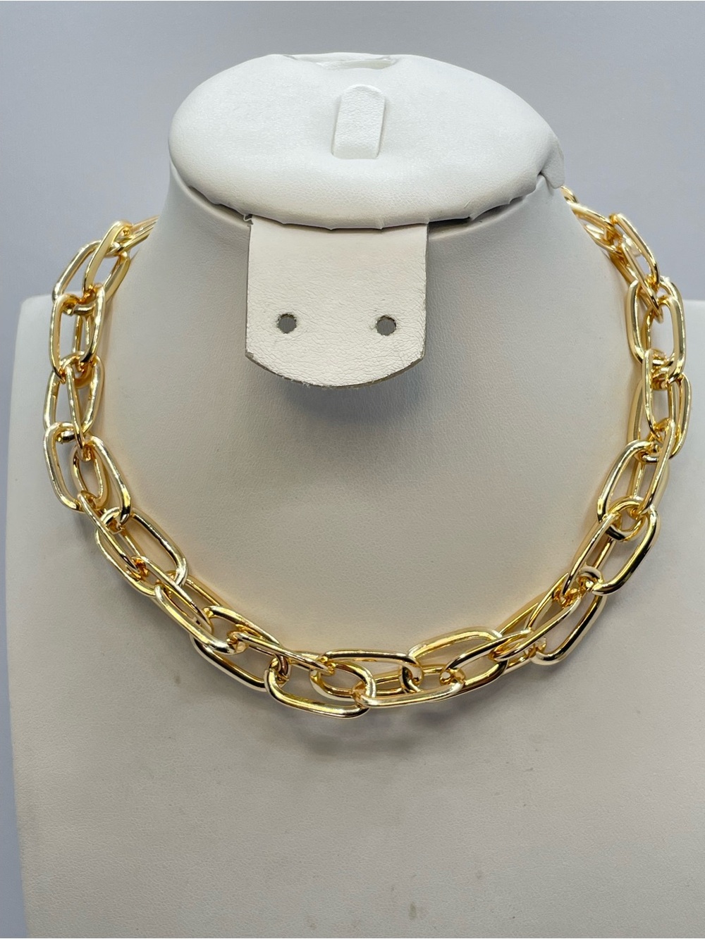 Gold Chunky Oval Chain Link Statement Necklace Bold Modern New